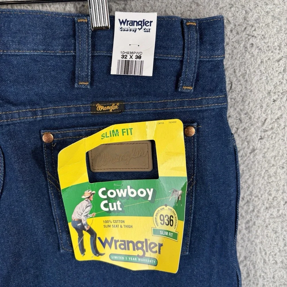 NEW Wrangler Cowboy Cut 936 Slim Fit 32x38 Medium‎ Wash Denim Blue Western